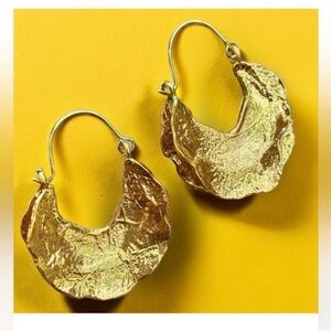 Gold Crescent Hoop Earrings